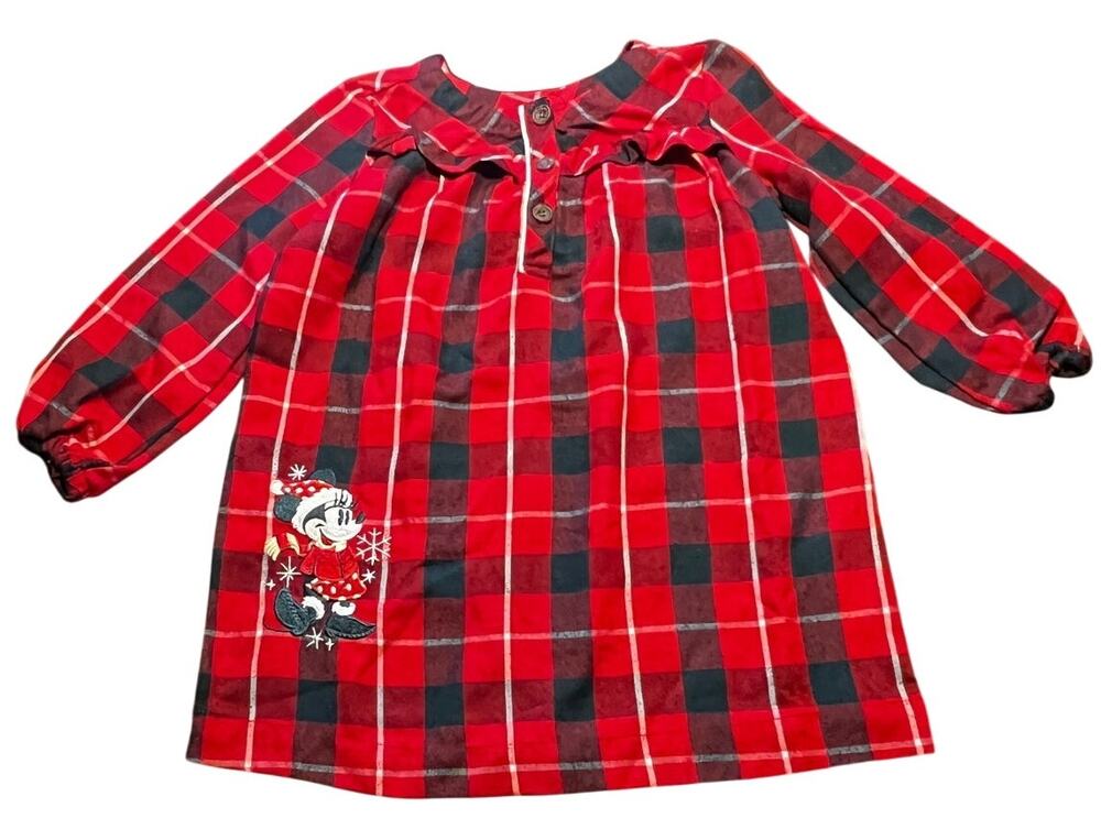 Disney Minnie Mouse Plaid Nightgown Size 3 Holiday Christmas